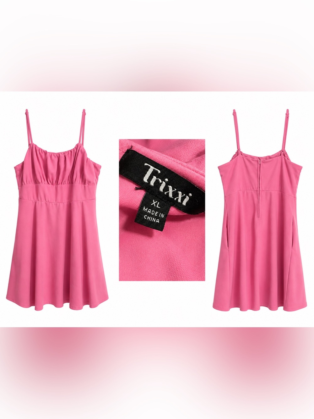 Trixxi Hot Pink Spaghetti Strap Midi Dress
